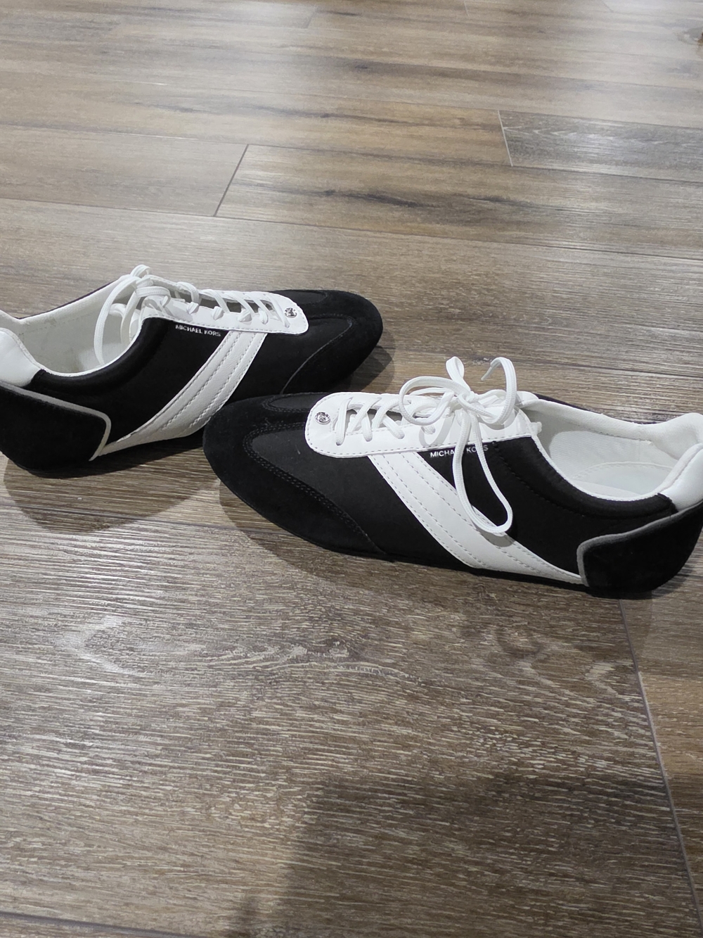 Michael Kors Black and White Low-Profile Lace-Up Sneakers